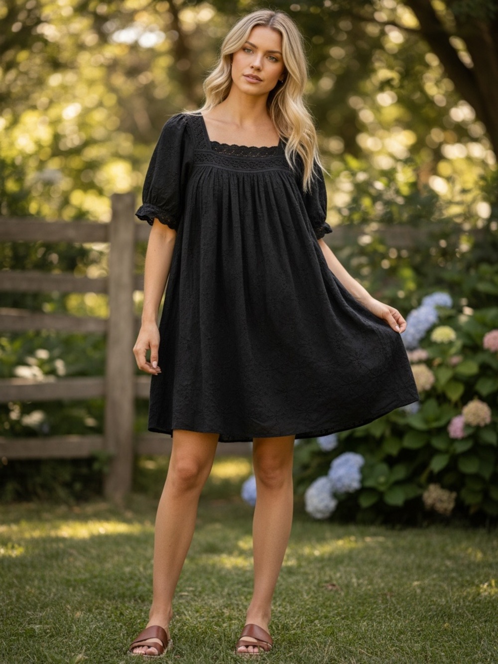All Saints Black Embroidered Cotton Mini Dress 4 Boho Chic Whimsigoth Babydoll